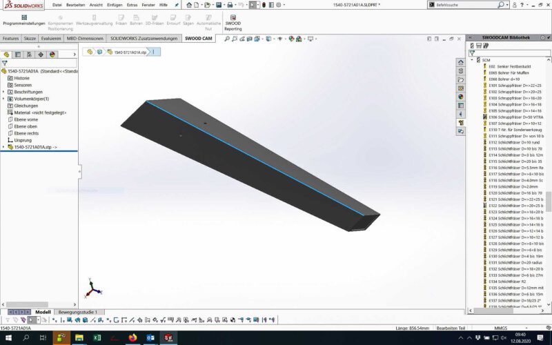 Daten der Tischbeine im 3D-CAD System